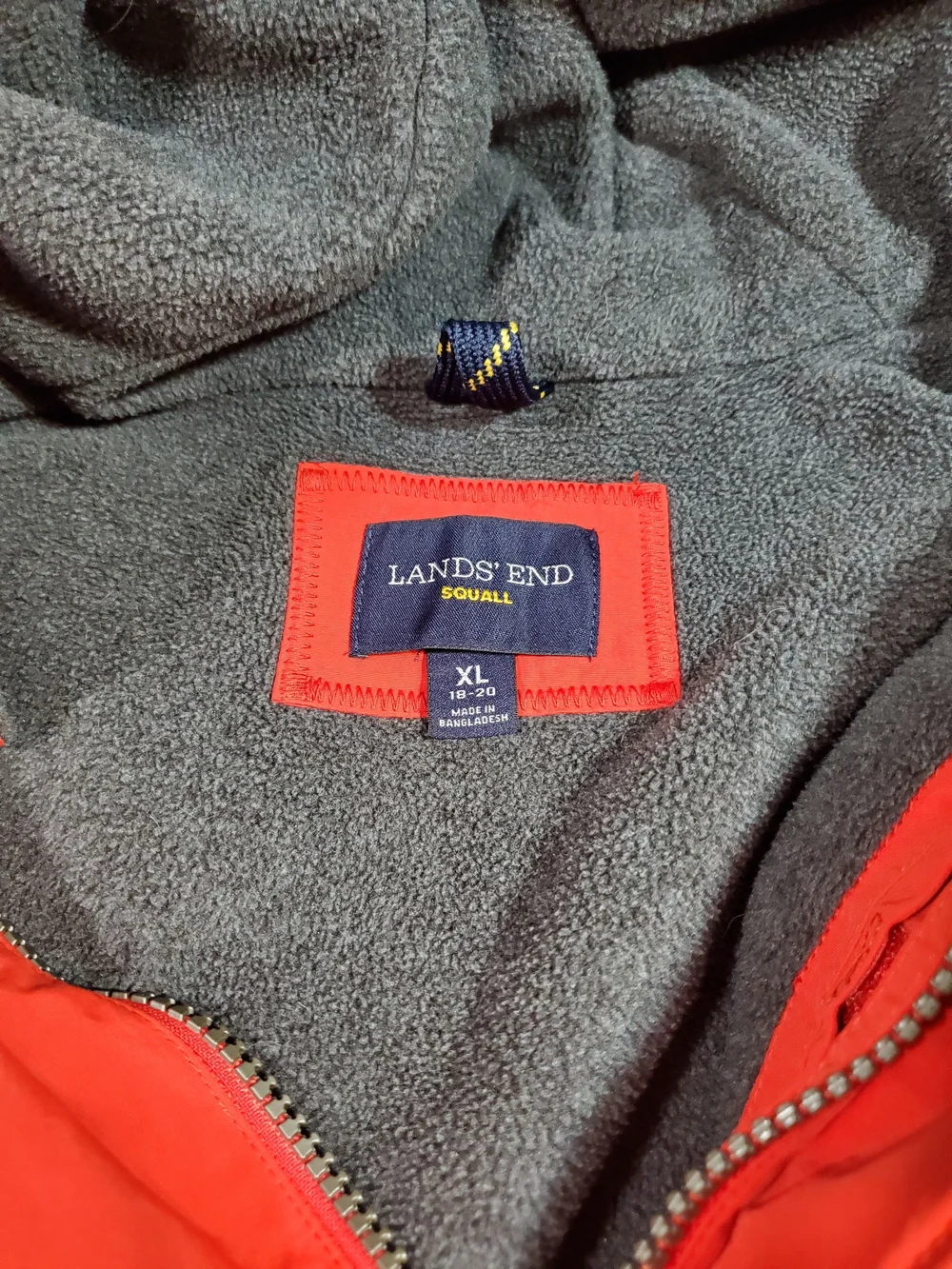 Lands' End Boys Squall Hooded Winter Coat Red/Orange XL 18/20 Waterproof
